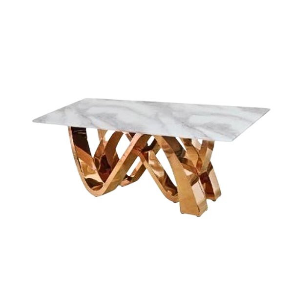 โต๊ะอาหารหินอ่อน WISDOM DESIGN FURNITURE รุ่น JOSEP 200 ซม. สีมาร์เบิ้ล/โรสโกลด์